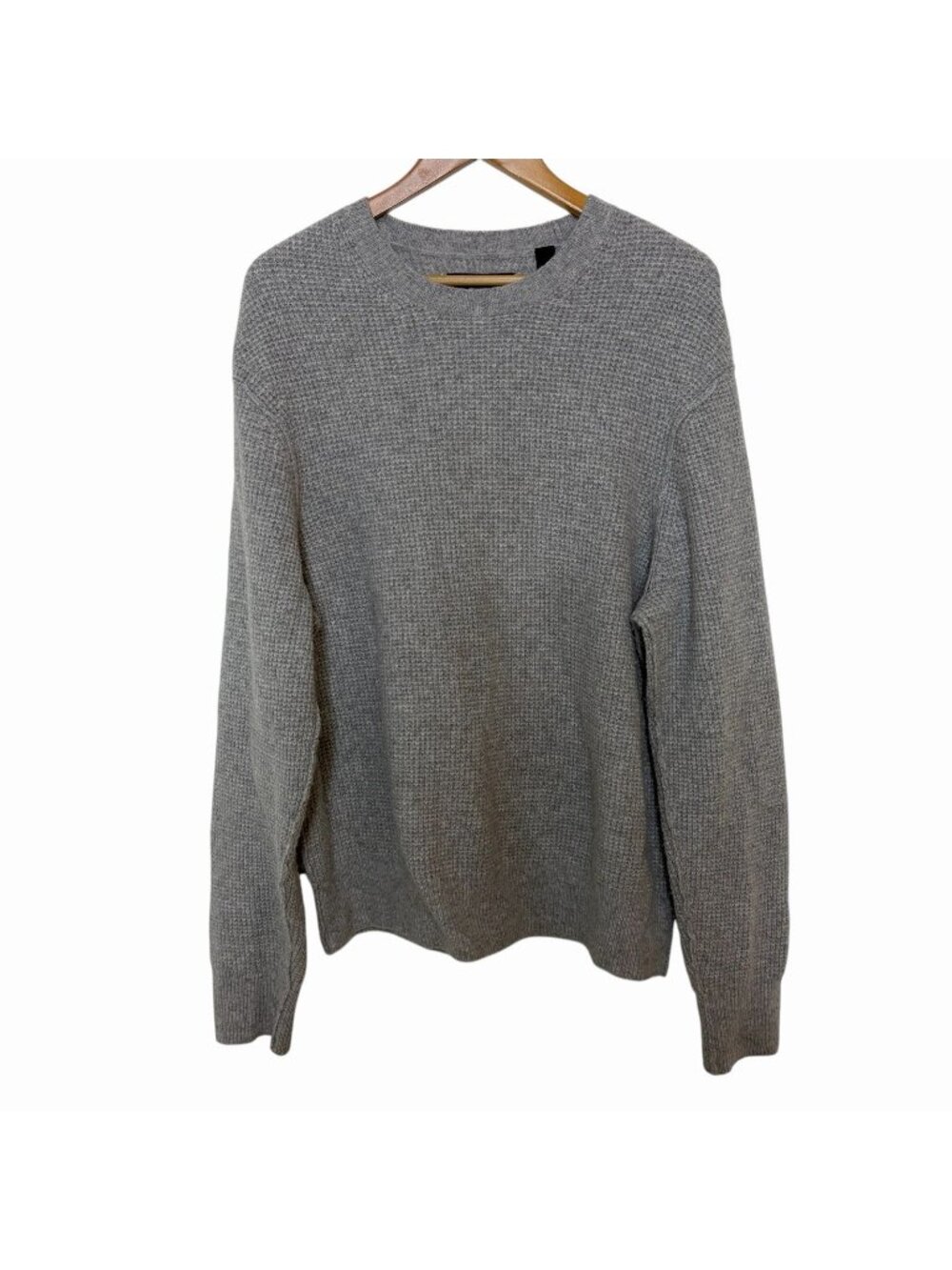 ALLSAINTS men's Hatten Waffle Stitch pullover Sweater Light Grey Size Medium
